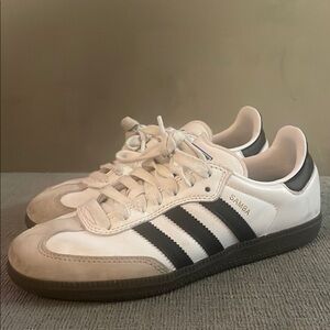 Adidas White and Black Samba Sneakers with Iconic Stripes